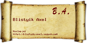 Blistyik Axel névjegykártya